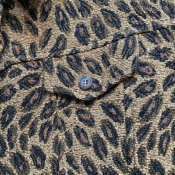 Vintage 90s Vest Tan Brown Leopard Animal Print Collared Button Front Plus 2X - Picture 7 of 9